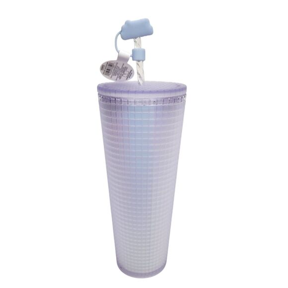 STARBUCKS Venti Cup Tumbler Grid Icy Iridescent Opal 24 oz + Topper Spring 2022 - Picture 2 of 7